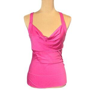 Diane Von Furstenberg Y2K Babydoll Tank Top Sz L Hot Pink Silk Blend Coquette